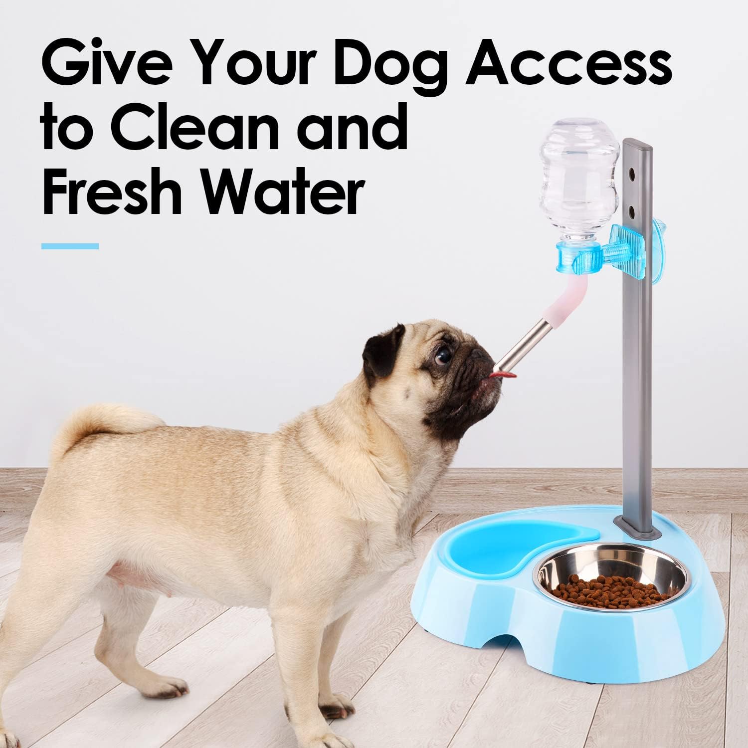 Super Design Multifunctional Automatic Feeders Dispenser - Portion Control Water Dispenser Bowl for Dogs & Cats, Mess Free, No More Dripping Beard Light Blue