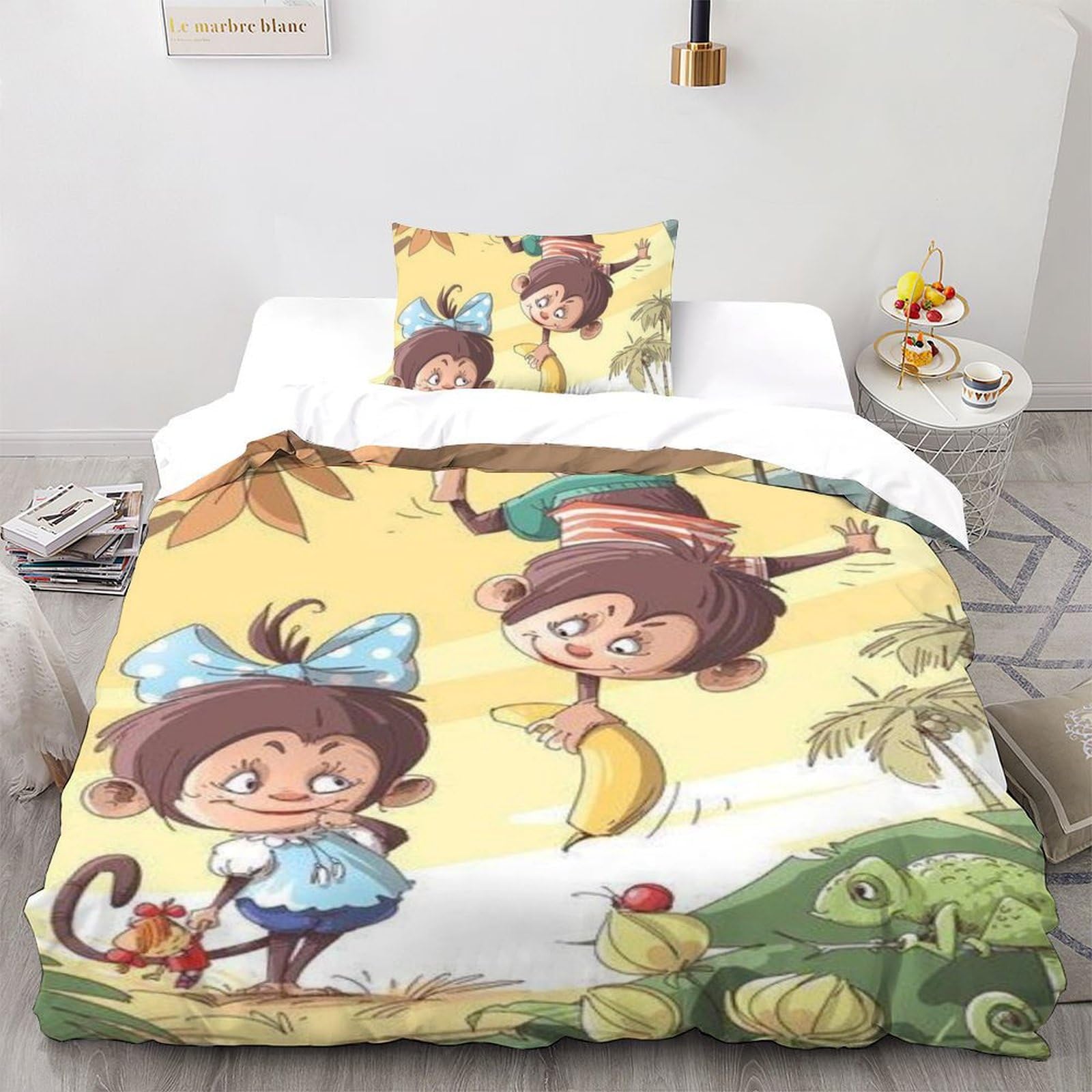 Parure housse de couette single Animaux Land 3D Bananes Bedding microfibre