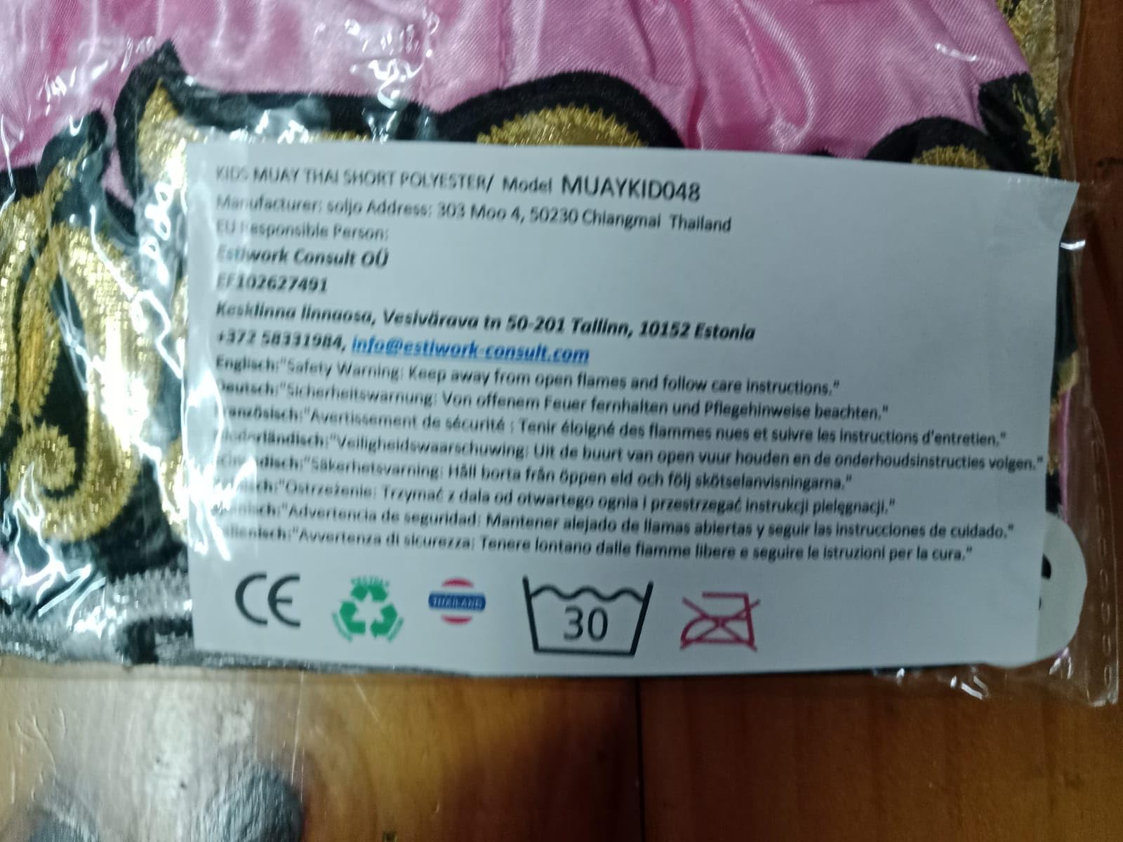 Pantalones cortos deportivos de boxeo Muay Thai rosa para niños 6-8 años