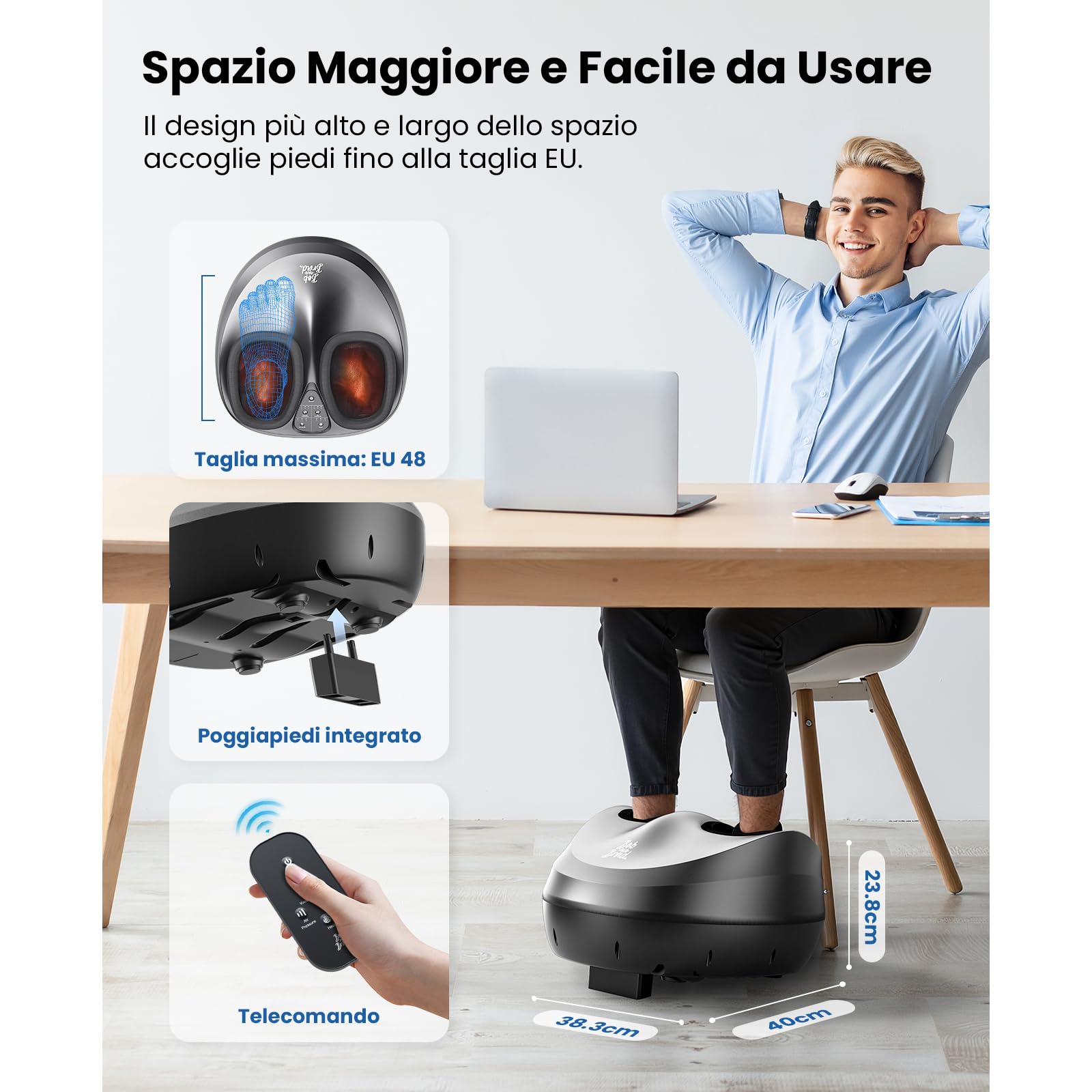 Bob and Brad Massaggiatore Piedi, Massaggiatore Piedi Elettrico con Calore, Rolling e Compressione d'Aria, Massaggiatore Plantare Shiatsu per Fascite Plantare, Muscoli Stanchi, Regali per Uomini Donne