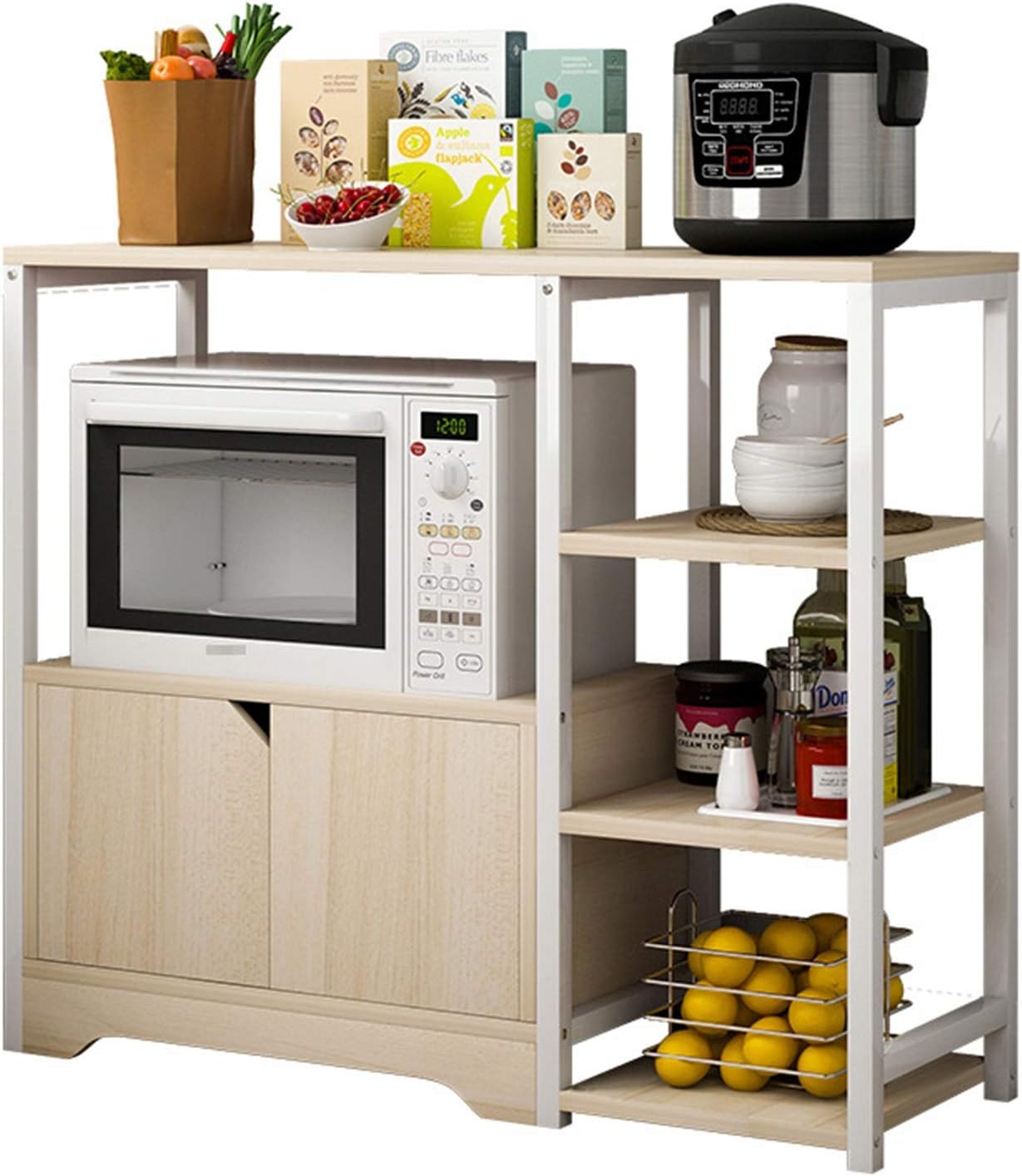 Shelf Unit Utility Microwave Oven Stand Storage Cart Workstation Shelf Multi-Layers Kitchen Baker's Rack for Kitchen Cabinet Tableware (Color : Khaki Size : 80x30x71cm)