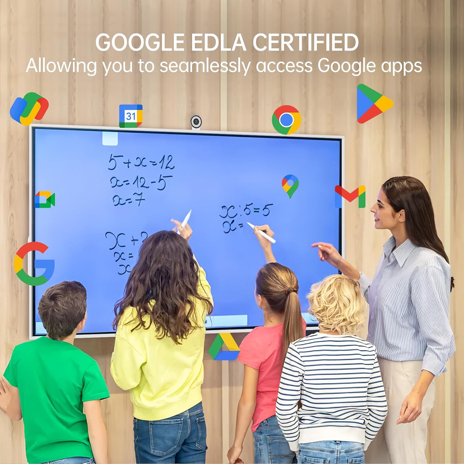 JAV 65" Smart Board with Mobile Stand, Google EDLA Certified, 4K UHD 16+256GB Interactive Whiteboard Touch Screen