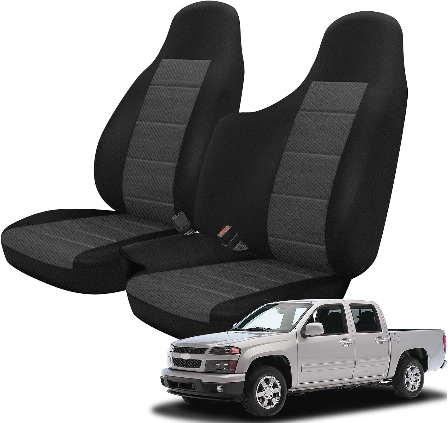 SAPUBK Custom-Fit Seat Covers Replace for 2004-2012 Chevy Colorado/GMC Canyon Front 60/40 Split Bench Seat with Console/Armrest, Knitted Fabric Composite Soft Foam Lining Breathable Seat Cover