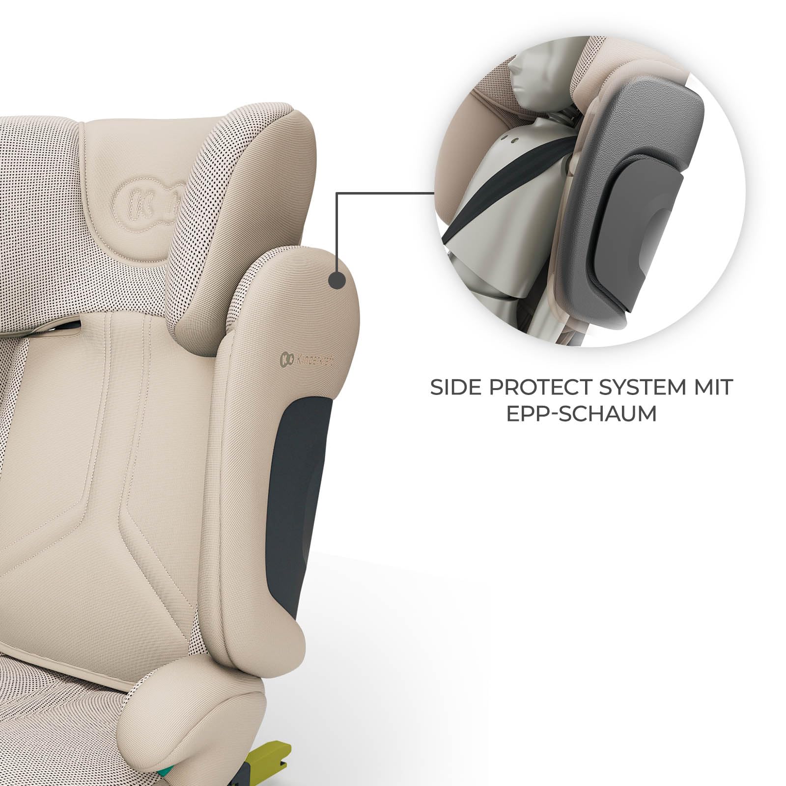 Kinderkraft XPAND 2 PRO i-Size Kindersitz 100–150 cm, mit ISOFIX oder Fahrzeuggurt, höhen- und breitenverstellbar (DUO EXPAND), H-GUARD+ Kopfstütze, SPS Seitenaufprallschutz, faltbar, Beige