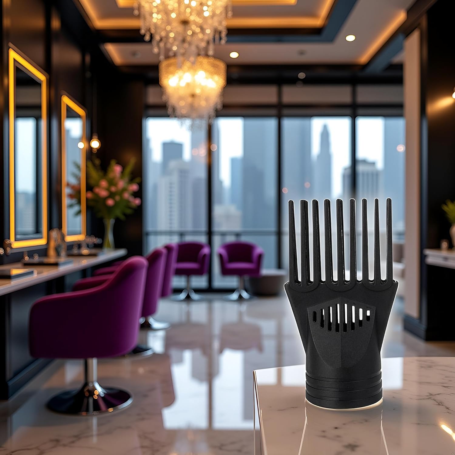 Black Universal Hair Dryer Comb Nozzle Salon Hair Dryer Blow Comb Attachment Hair Styling Nozzle Tool Salon Tool Hair Combs for Straightening Detangling Fine Curly Natural Hair Styling Tools
