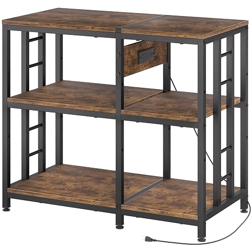 Reinforced 40-50 Gallon Aquarium Stand with Power Outlet, Ultra-Stable 720LBS Capacity Metal Fish, Tank Stand for Reptile/Aquatic Setups, 5-Tier Adjustable 37"x19" Steel Shelving System