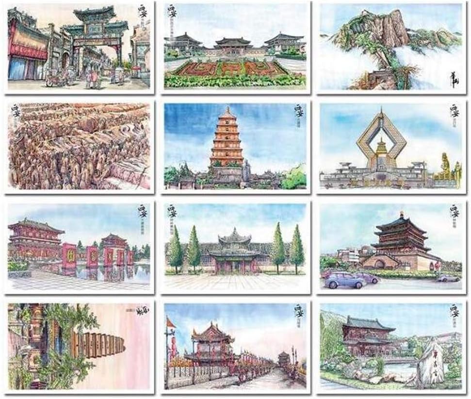 12 piezas Paisaje chino Postales de viaje Ciudad de Shaanxi Xi'an