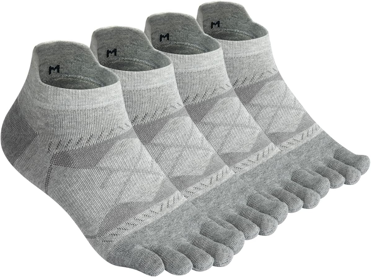 Meaiguo Toe Socks for Men Women-Breathable Low Cut Five Finger Socks For Running with Arch Support 4 Pairs