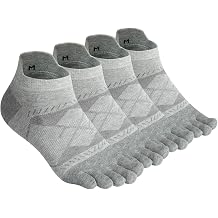 Toe Socks for Men Women-Breathable Low Cut Five Finger Socks For Running with Arch Support 4 Pairs