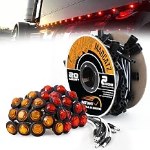 MADCATZ 20 Pcs 3/4" Mini Round 10 Amber + 10 Red Side Marker Lights 3LED with Bullet Connector Plug + 2 Prong 20 Female Plugs - 6.5 inch Lead for Truck Trailer Pickup 12V DC