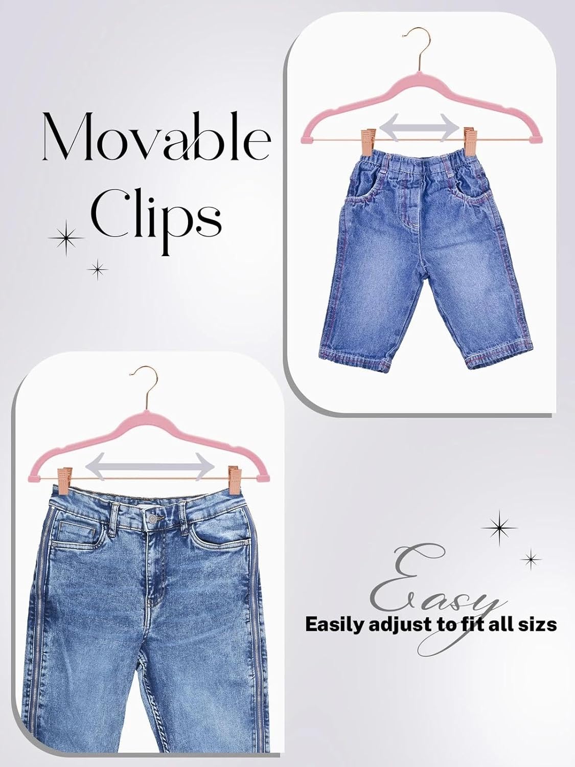 for Velvet Skirt Hangers 24 Pack Non Slip Velvet Pants Hangers with Rose Gold Clips