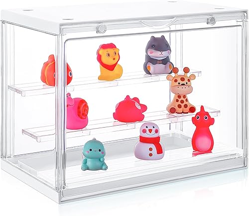Hoemwarm Caja de exhibición de acrílico transparente para figuras de acción, 3 niveles a prueba de polvo, estuche transparente para muñeca con