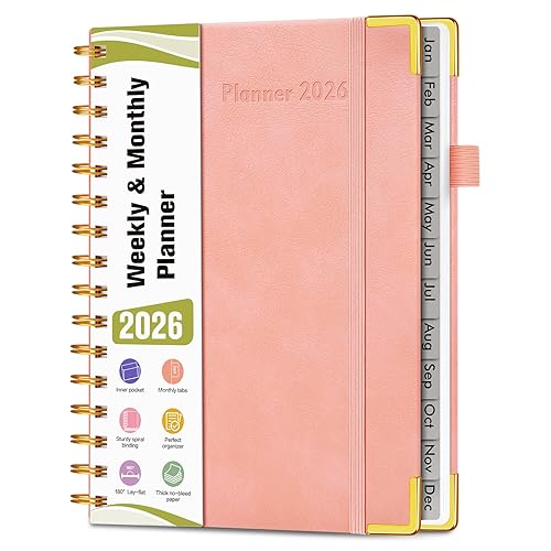 2026 Planner, Hardcover Leather Weekly and Monthly Planner, January 2026