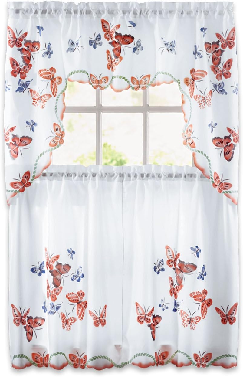 Carol Wright Gifts Butterfly Curtain Set, Rose, Size Size