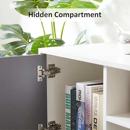 Miniatura 9 de Soporte de TV LED para TV de 65 pulgadas, centro de entretenimiento de alto brillo con consola de TV de almacenamiento, gabinete de TV para sala de