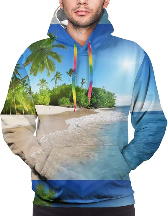 Amazon Co Jp 海の波のヤシの木 メンズ パーカー 韓国風 ファッション 柔らかい フーディ 長袖 男女兼用 カップル ペア プリント パーカー ポケットレーナー パーカー 面白 おしゃれ お揃い ファッション