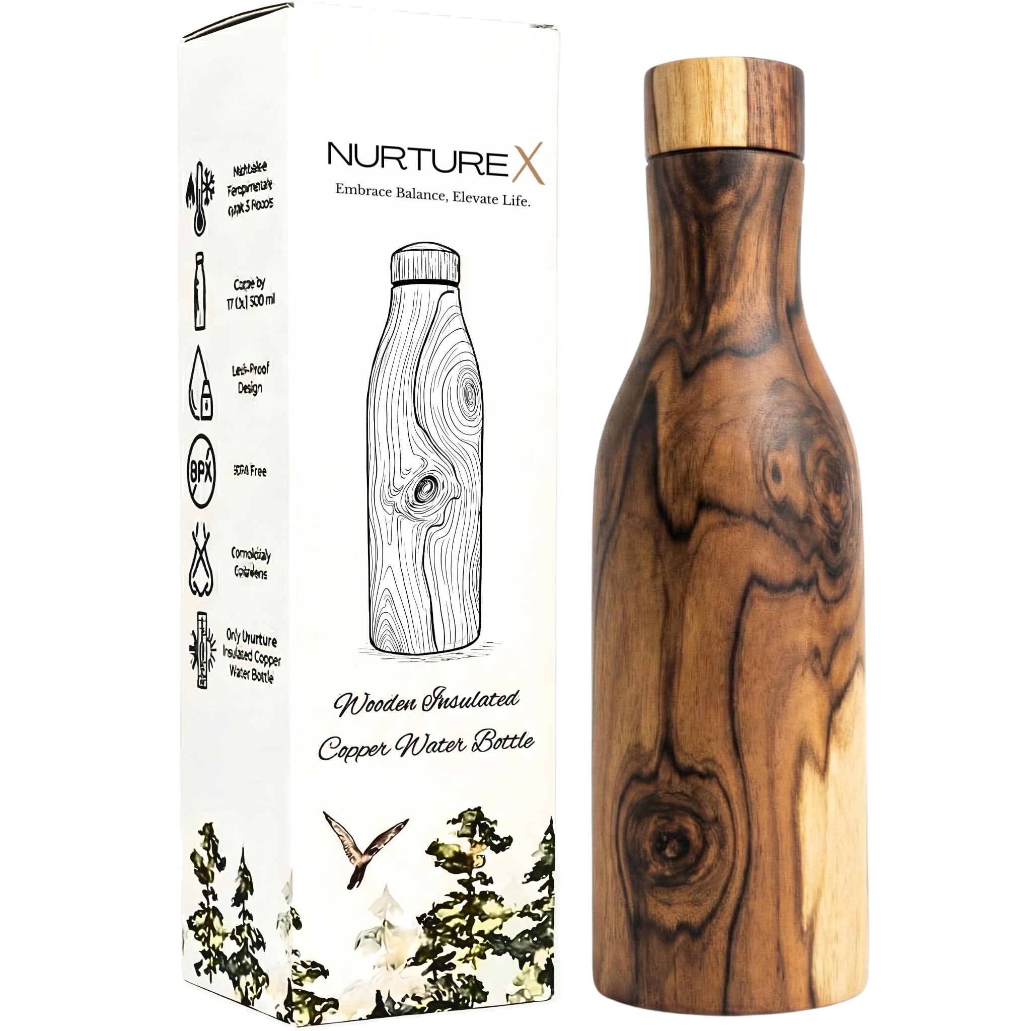 Amazon.com: NurtureX Wooden Insulated Long Neck Copper Water