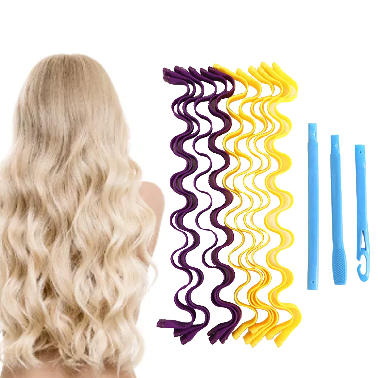 Spiral Curls Styling Kit, Easy No Heat Curler Tool for DIY Beautiful Curls, Suitable for All Hair Types, Safe and, Spiral Curls Styling Kit, Spiral Curl Styling Roller, (55cm