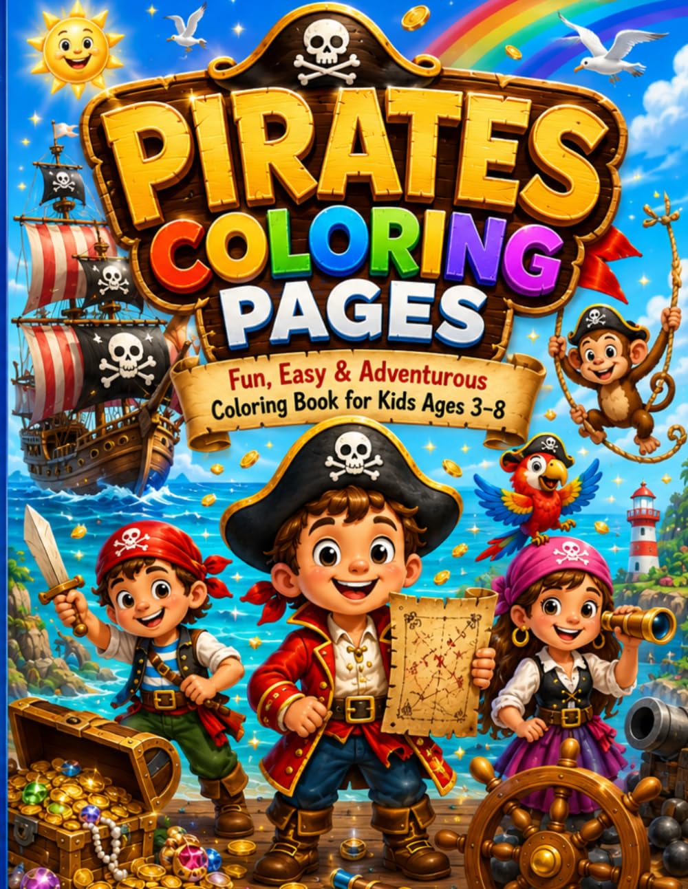 Pirates Coloring Pages 01: Fun, Easy & Adventurous Coloring Book for Kids Ages 3–8