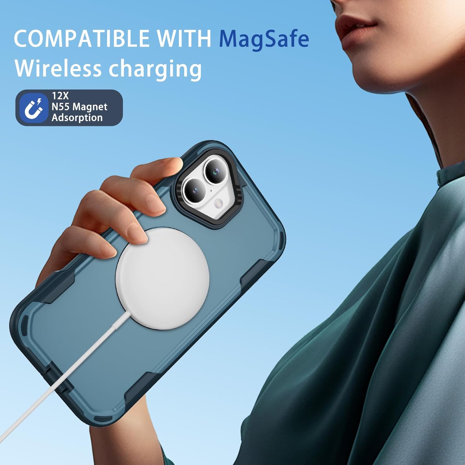 Magnetic for iPhone 16 Case with 360 Rotatable Stand, 2-Layer Rugged Heavy Duty for iPhone 16 Protective Case, Military Grade Protection Women Men Phone Case for iPhone 16, Sapphire Blue - Image 7