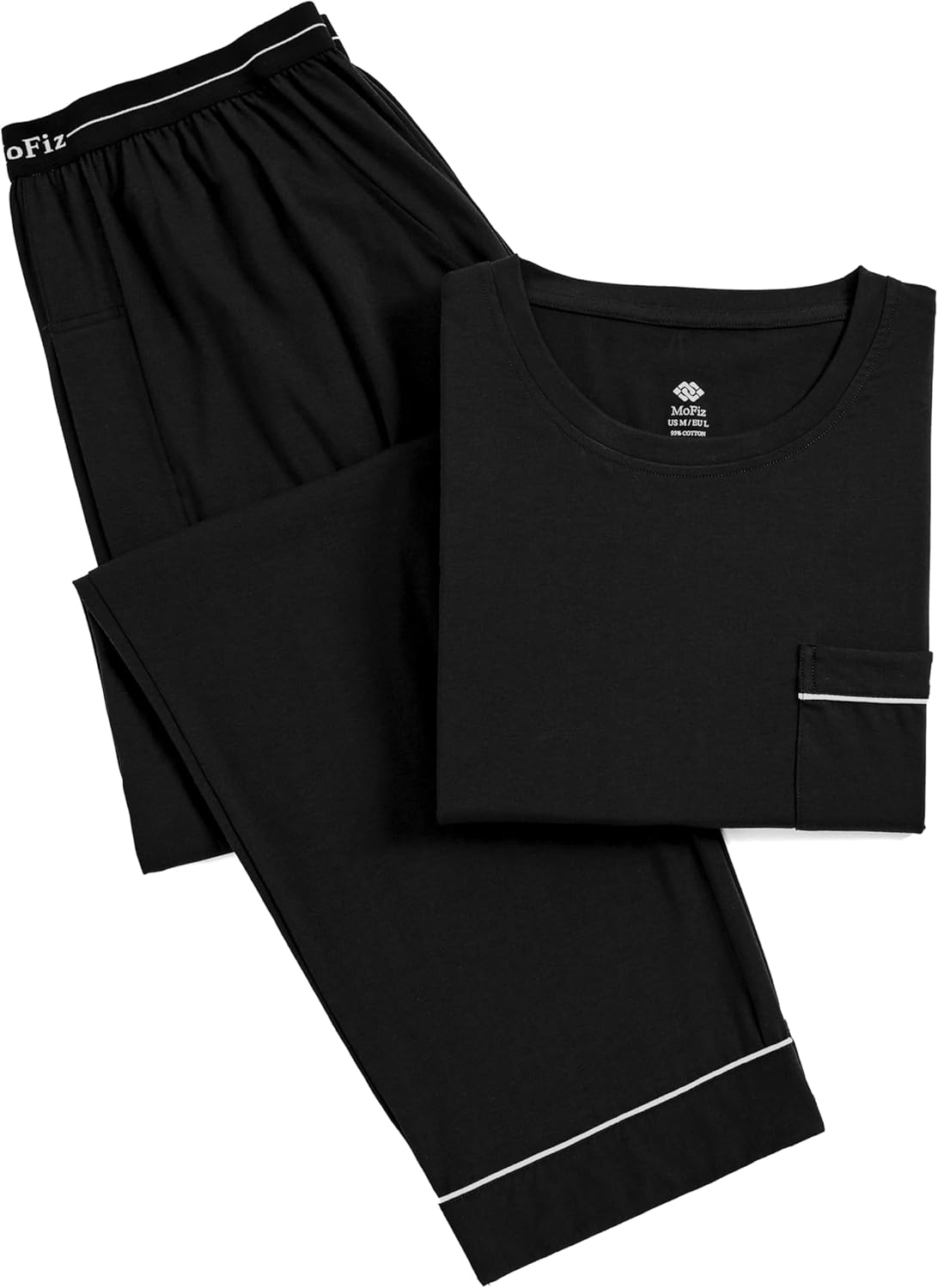 Men's Pajamas Set Soft Cotton Pjs Sets Long Sleeve Pullover Sleepwear Loungewear Set with Elastic Waist & Pockets - Image 6