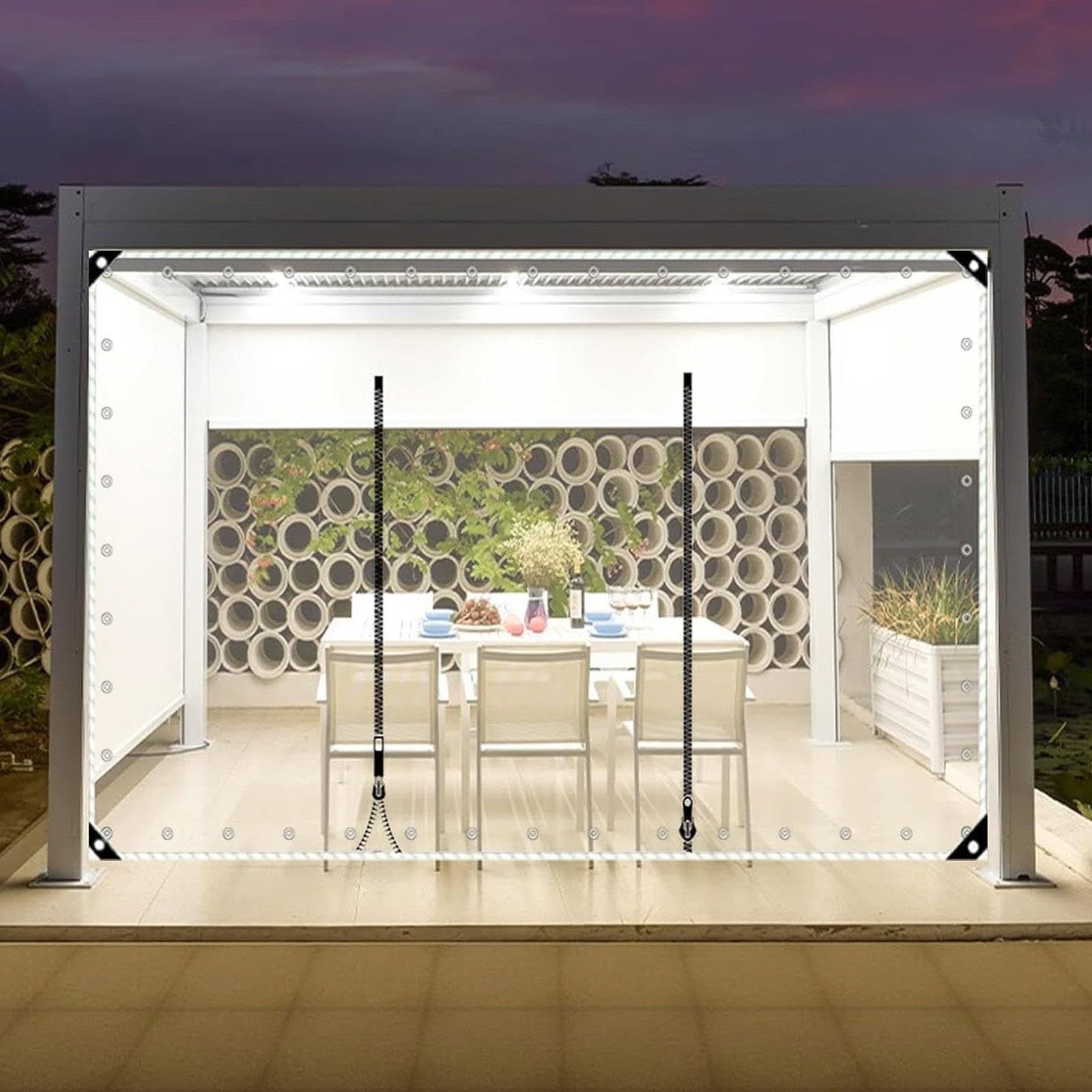 Rideau de bâche extérieur imperméable en plastique PVC transparent de 0,3 mm pour pergola