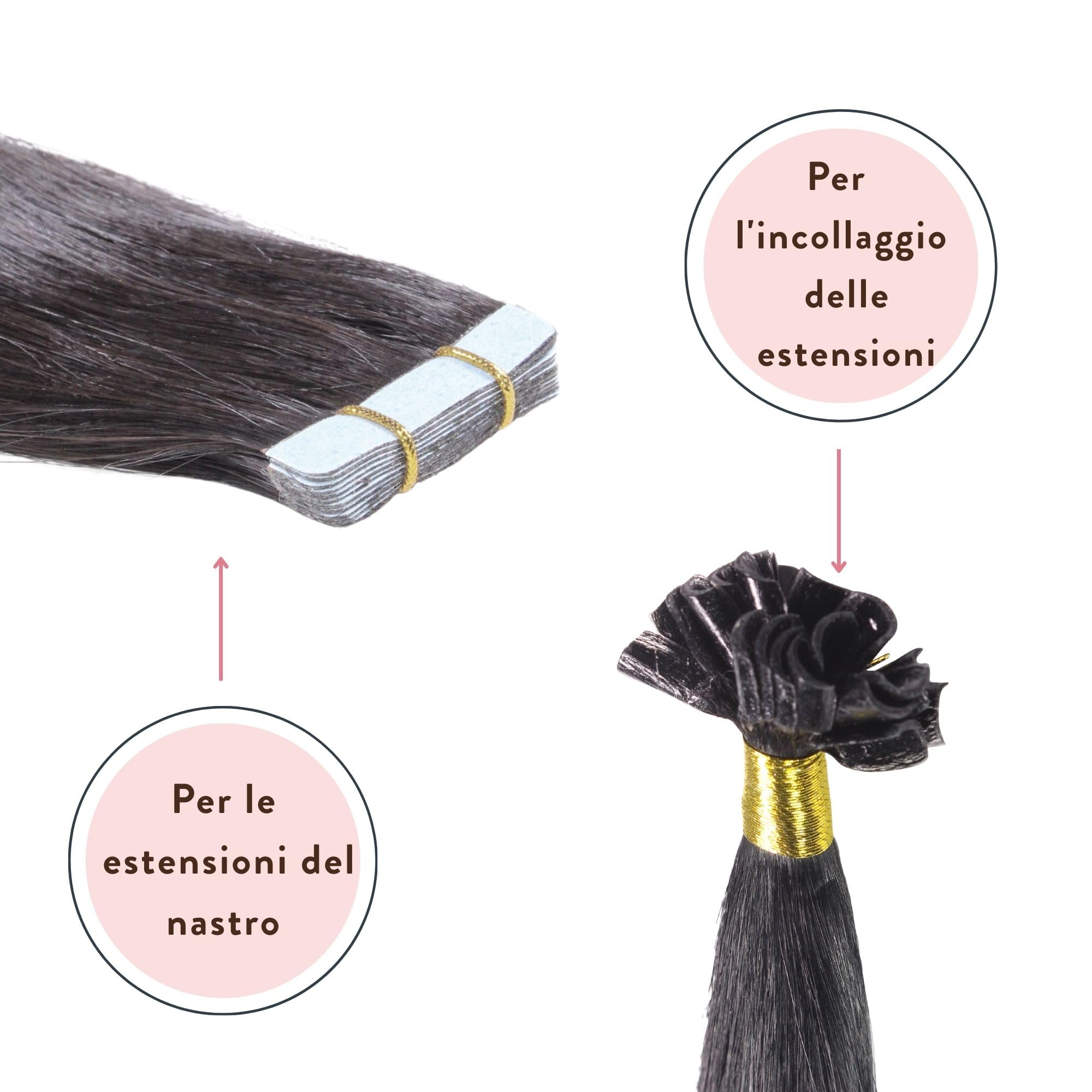 hair2heart Kit rimozione extension capelli con pinze e solvente di incollaggio - Facile rimozione delle extension a cheratina e a nastro - Formula a base di alcol