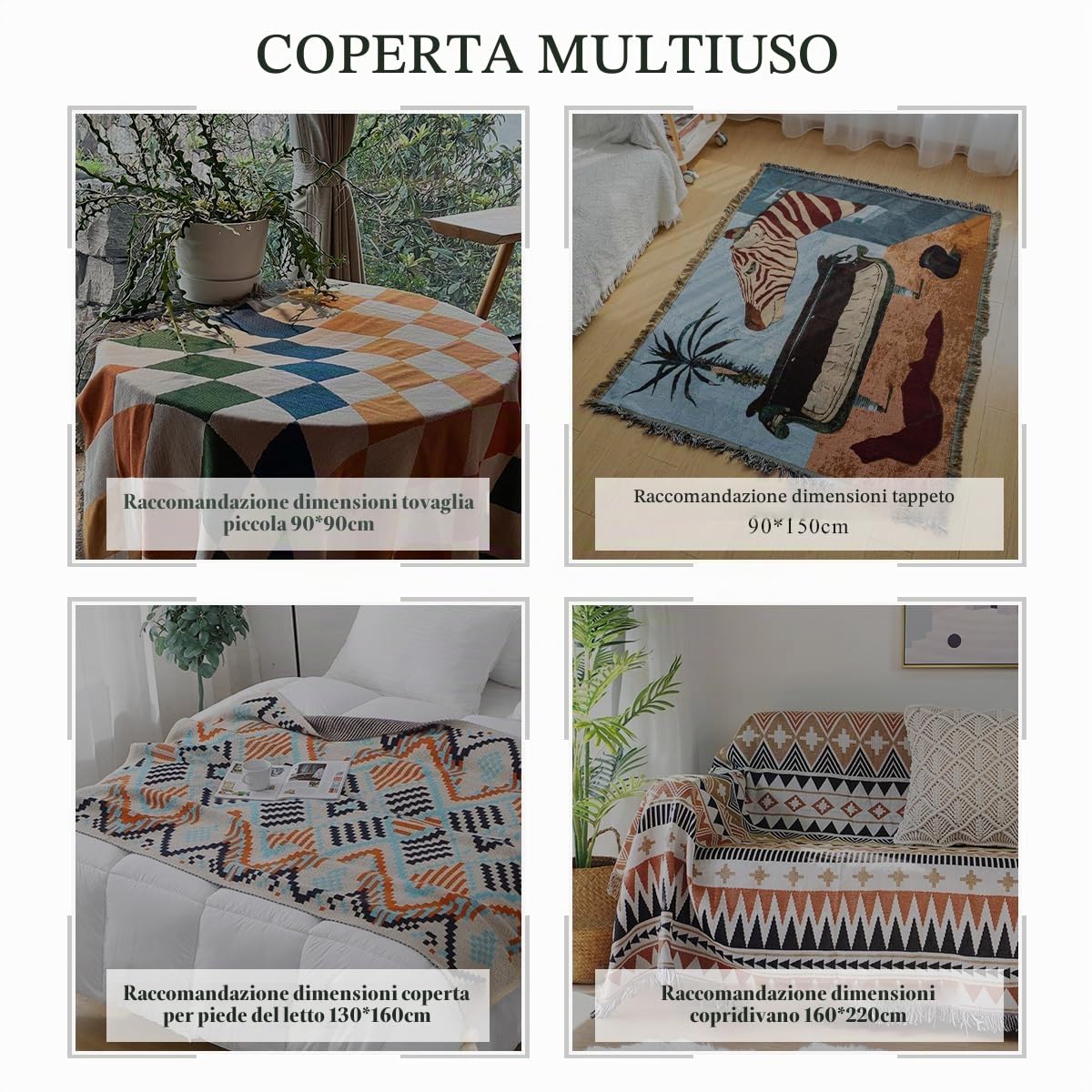 LumiSyne Coperta Azteca Navajo Coperte Plaid In Cotone Intrecciato Con Nappina Stile Etnico Tribale Motivo Geometrico Reversibile Decorativo Coperta Da Tiro Per Letto Divano Arazzo Tovaglia Tappeto