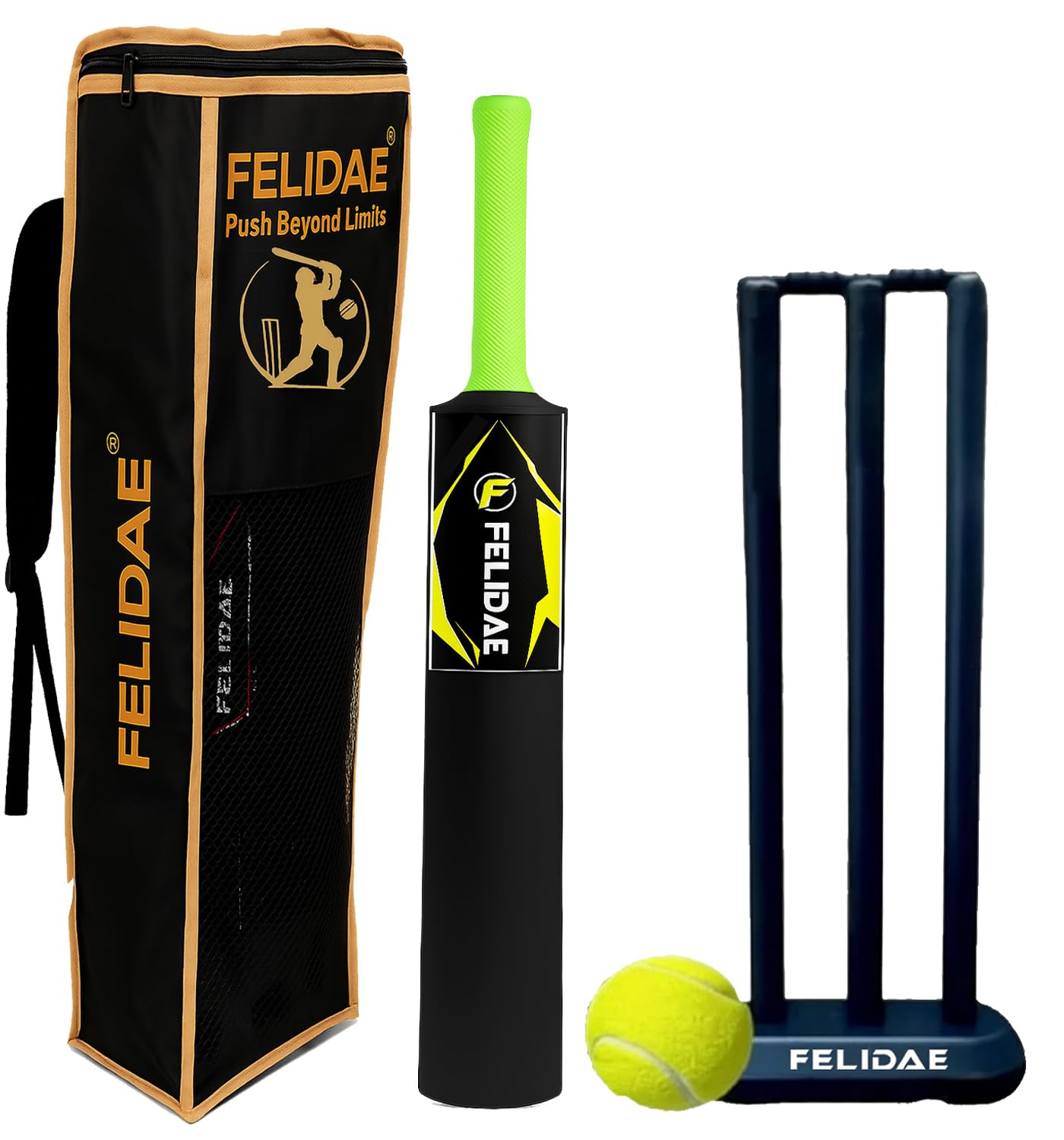 FELIDAE (Size – 3) PRO Kids Plastic Cricket Bat Kit (6 to 12 Years) 1 Tennis Ball / 1 Plastic Bat/Full Wicket Set for Kids-image-35