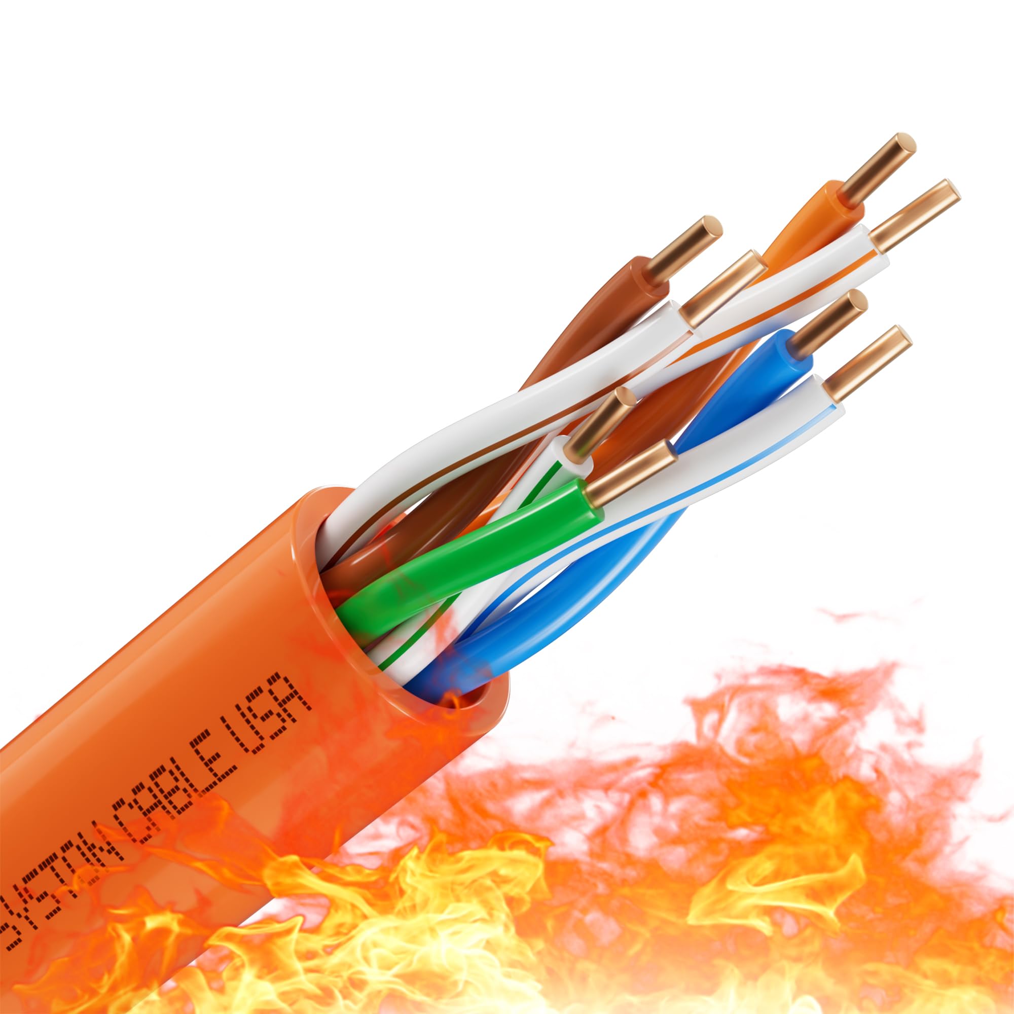 Syston Cable Technology Cavo di rete Ethernet Cat 5e, 350 MHz, 24 AWG, filo di rame nudo solido per esterni/interni, senza estremità da 3,5 m a 300 m, resistente al calore, classificato CMP