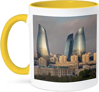 3dRose Coffee Mug, Size - 15oz - Azerbaijan, Baku. City skyline with Flame Towers from Baku Bay. Azerbaijan - funny coffee cup gift