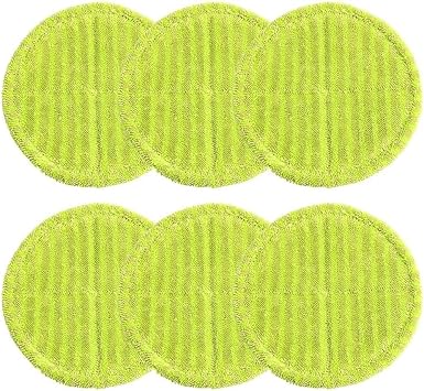 Round Electric Mop Replacement Pads, 16cm Green Microfiber Mopping Cloths, Soft Absorbent Reusable Refills for Sticky Dirt and Pet Hair, Washable Floor Cleaning Accessories 6/12 Pack