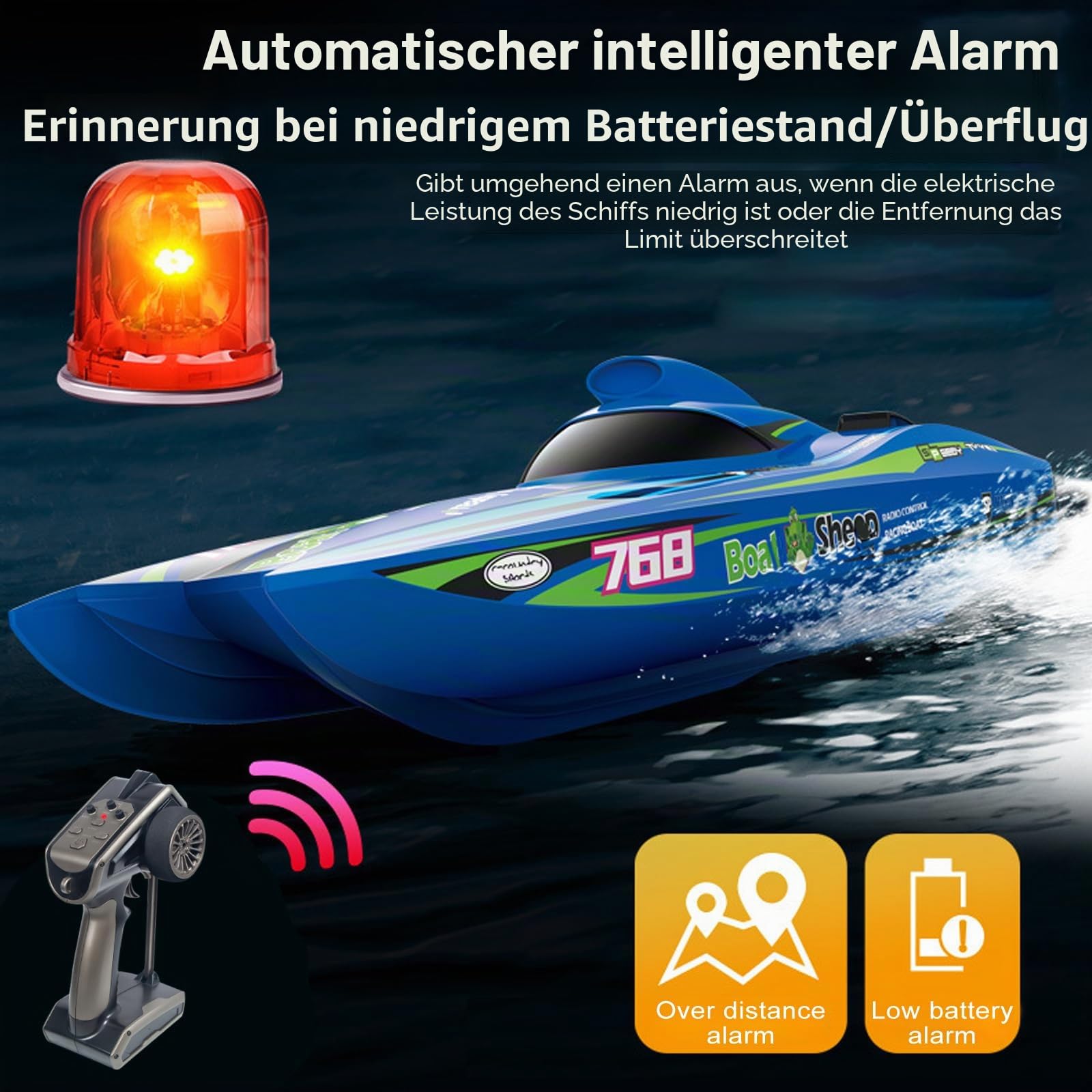 Goolsky Ferngesteuertes Boot, 2,4 GHz, hohe Geschwindigkeit, 30 km/h, bürstenloser Turbojet-Schnellboot, ferngesteuertes Schiff, Kühlung, wasserdicht