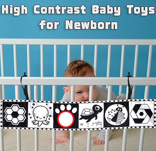 Miniatura 5 de Forinces Libro de bebé en blanco y negro  Juguetes de bebé de alto contraste para recién nacido 0 1 2 3 4 5 6 7 8 9 10 11 12 meses juguete de tiempo