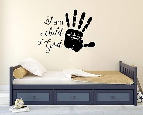 Miniatura 2 de Decoración de pared con cita cristiana con texto en inglés "I am a Child of God" (Soy un hijo de Dios) con impresión a mano, calcomanías de vinilo