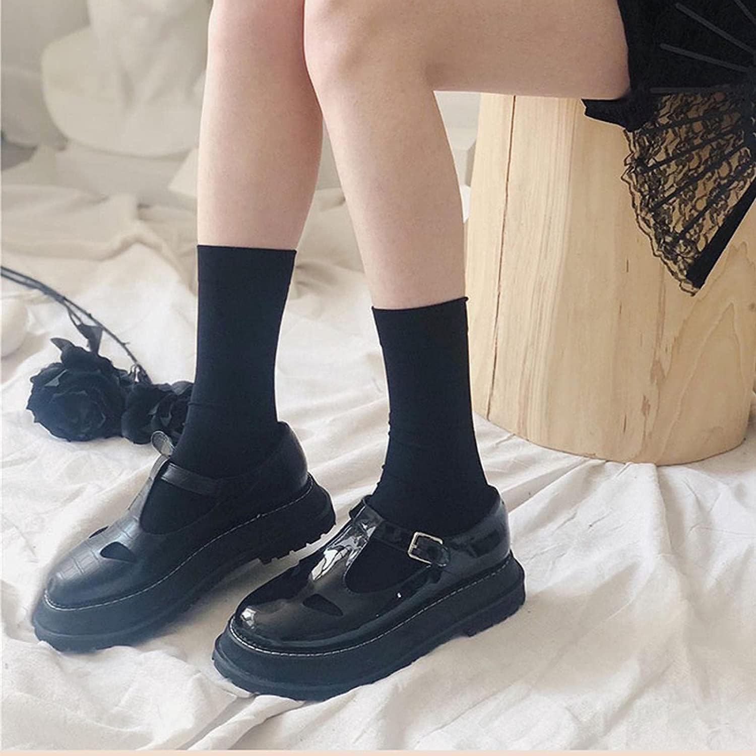 Stockings Women Socks Sexy zwart Wit Velvet Long Girls Knee High,32cmzwart-One Size