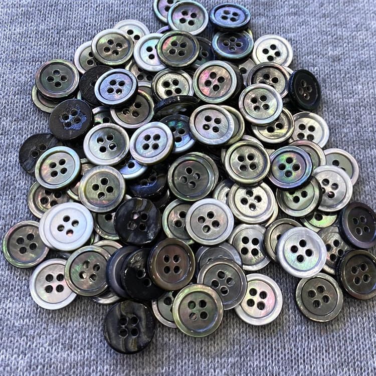 100 szt. naturalna perła muszla guziki koszuli do płaszczy pogrubiony kolor czarny dysk cienka krawędź muszla guziki DIY szycie rzemiosło ubrania płaszcze