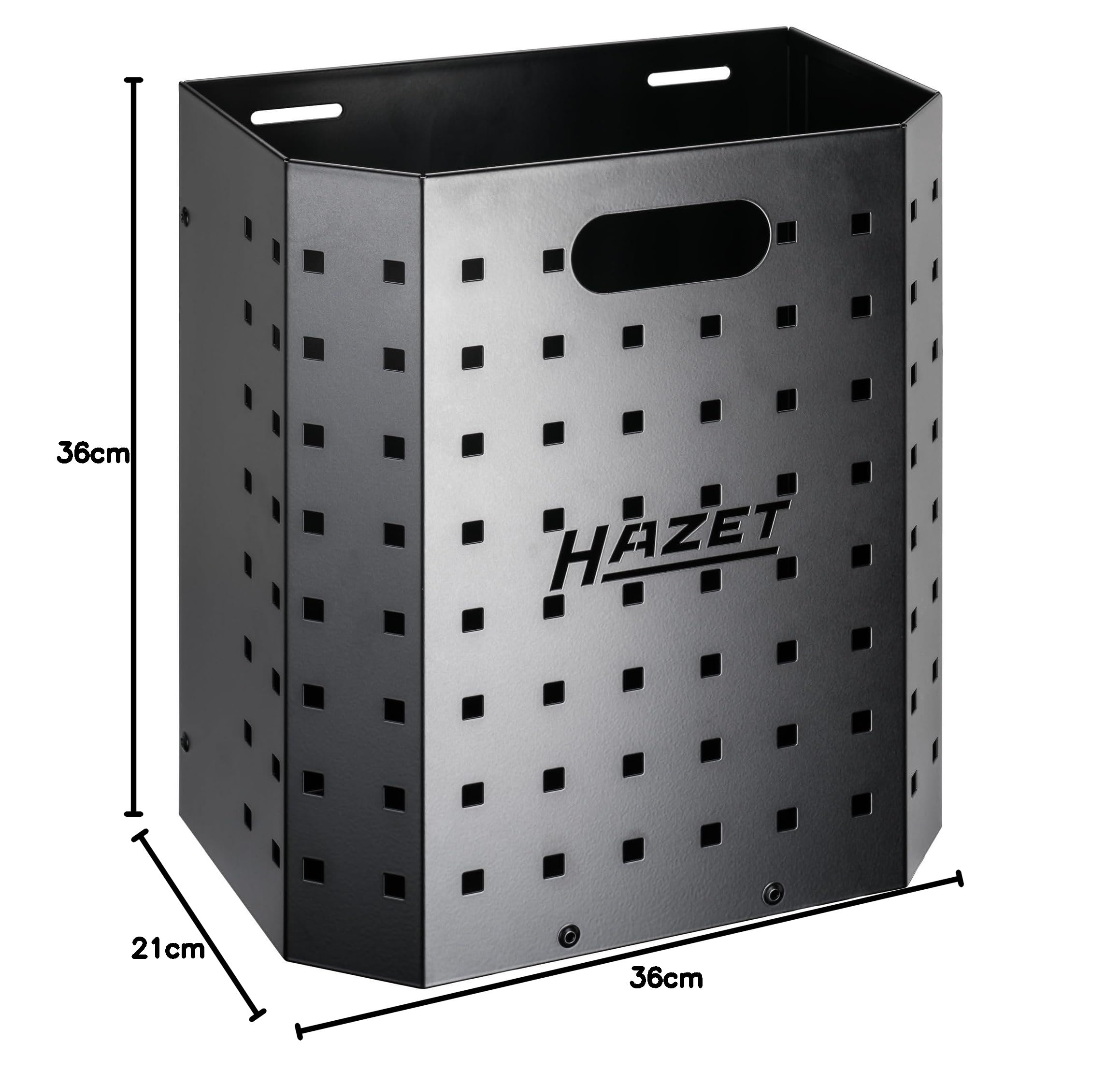 Papelera HAZET cuadrada 179N-33, compatible con los carros de taller y bancos de trabajo HAZET, papelera metálica negra, con panel perforado