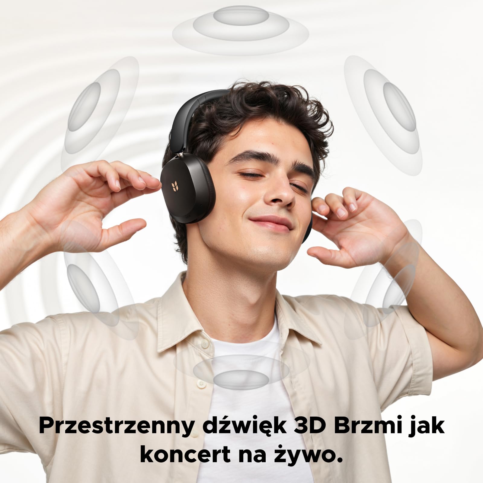 UGREEN HiTune Max5s Bluetooth Over Ear z -45 dB Hybrid-ANC | bezprzewodowe bluetooth z LDAC, Hi-Res Podwójne złoto i LDAC, 112h baterii, 5-mikrofon AI-ClearCall, Lekka konstrukcja