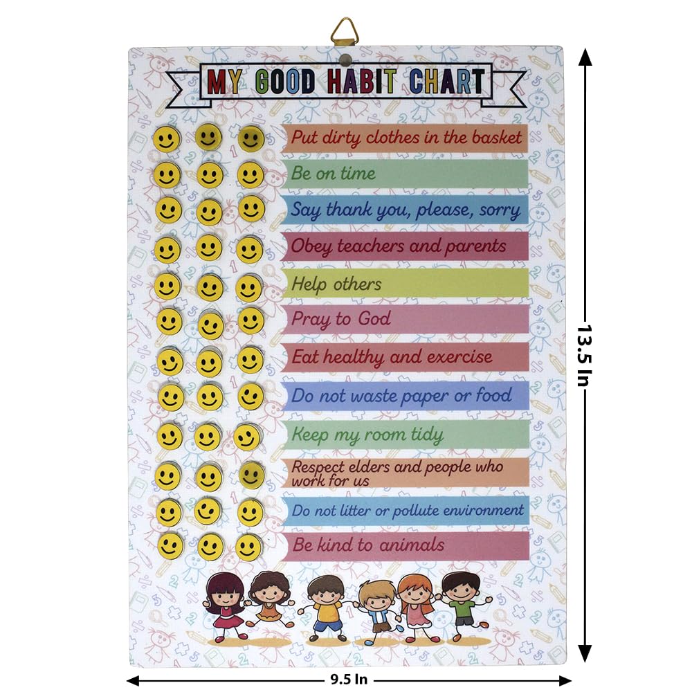 The Rosette Imprint Reusable Good Habit Chart for Kids & Teens, Personalised Behavior Tracker with Smilies, Interactive Positive Habits Tool, Ages 3-15, Multicolor - Image 3 thumbnail