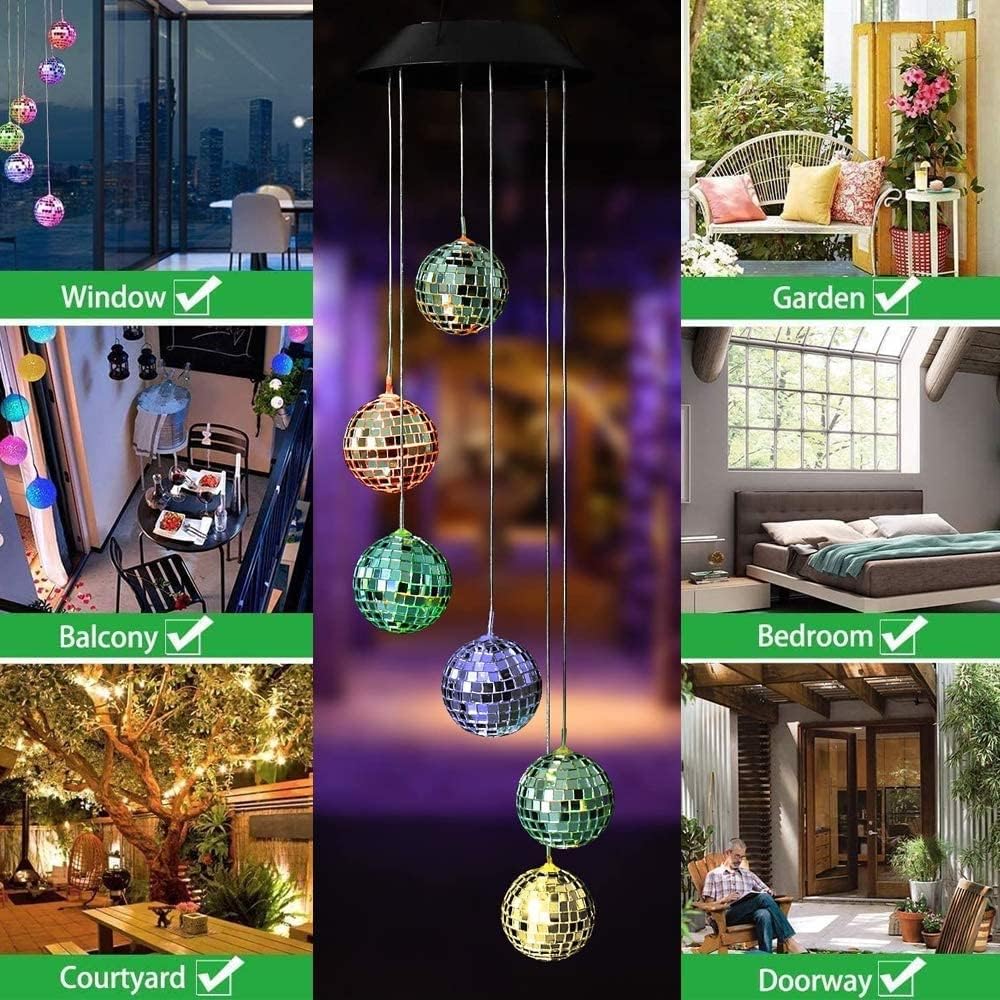 Solar Wind Chimes Outdoor, HeiPen Solar Lights Outdoor Waterproof, Decor for Garden, Trees, Patio, Deck, Birthday Gifts for Women Mom Grandma, Unique Garden Gifts for Women (Disco Ball) - Image 6