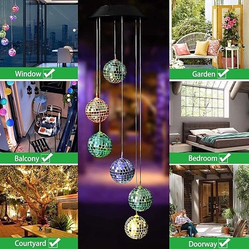Miniatura 6 de Campanillas de viento solares para exteriores, luces solares de HeiPen para exteriores, impermeables, decoración para jardín, árboles, patio,