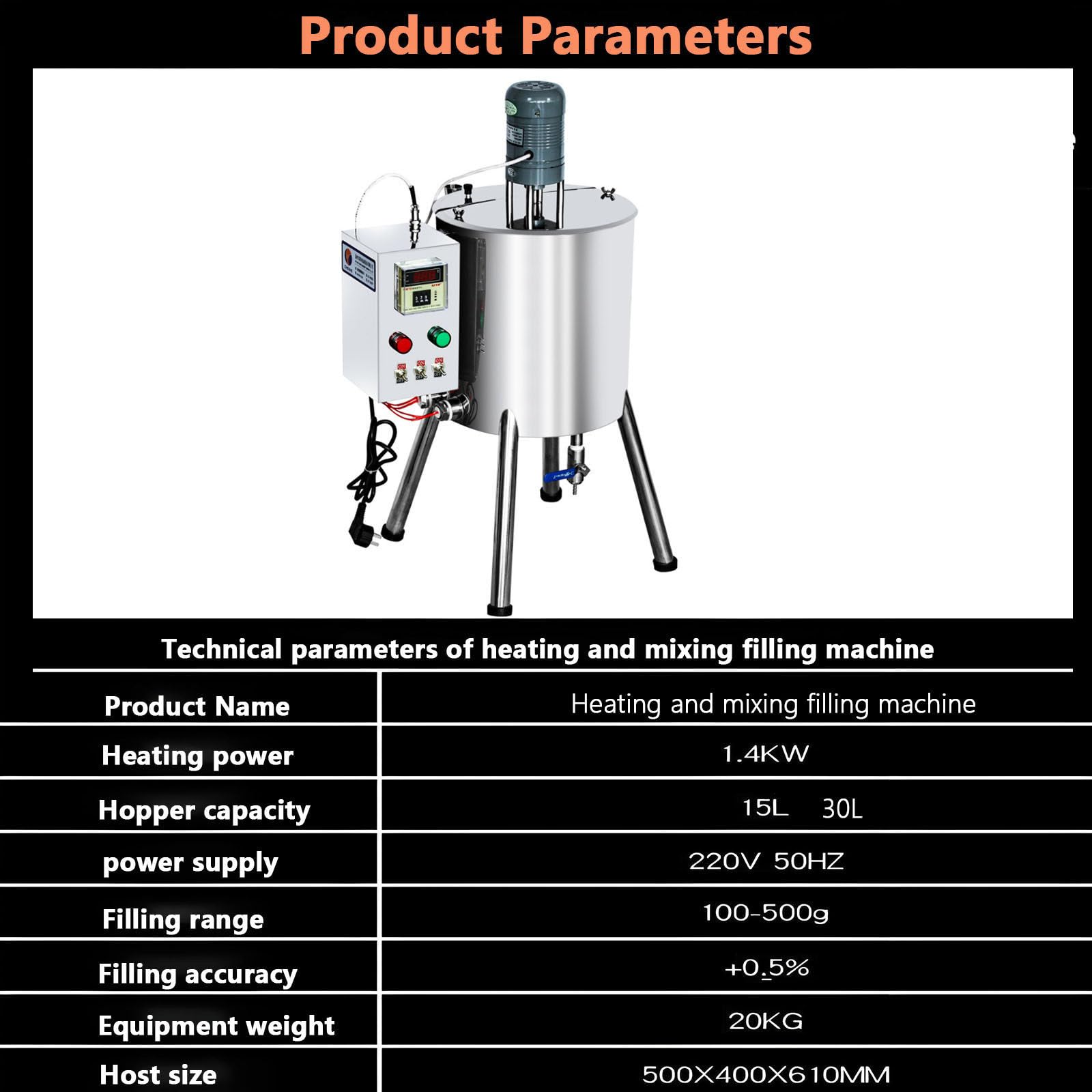 Máquina de llenado de mezcla de calefacción de 15L/30L, relleno de pasta líquida, 20-45 botellas/min para cremas y líquidos en productos químicos diarios e industrias alimentarias