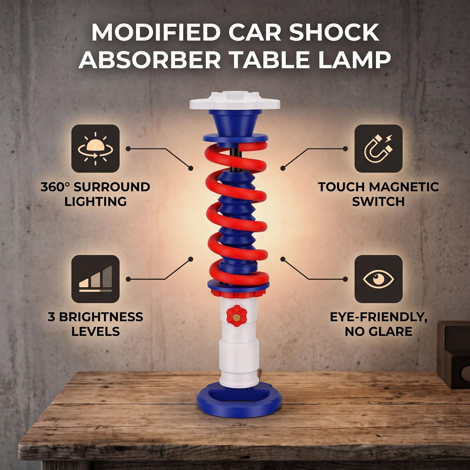 Lampada da Tavolo Ammortizzatore, Touch Control Light Stampata in