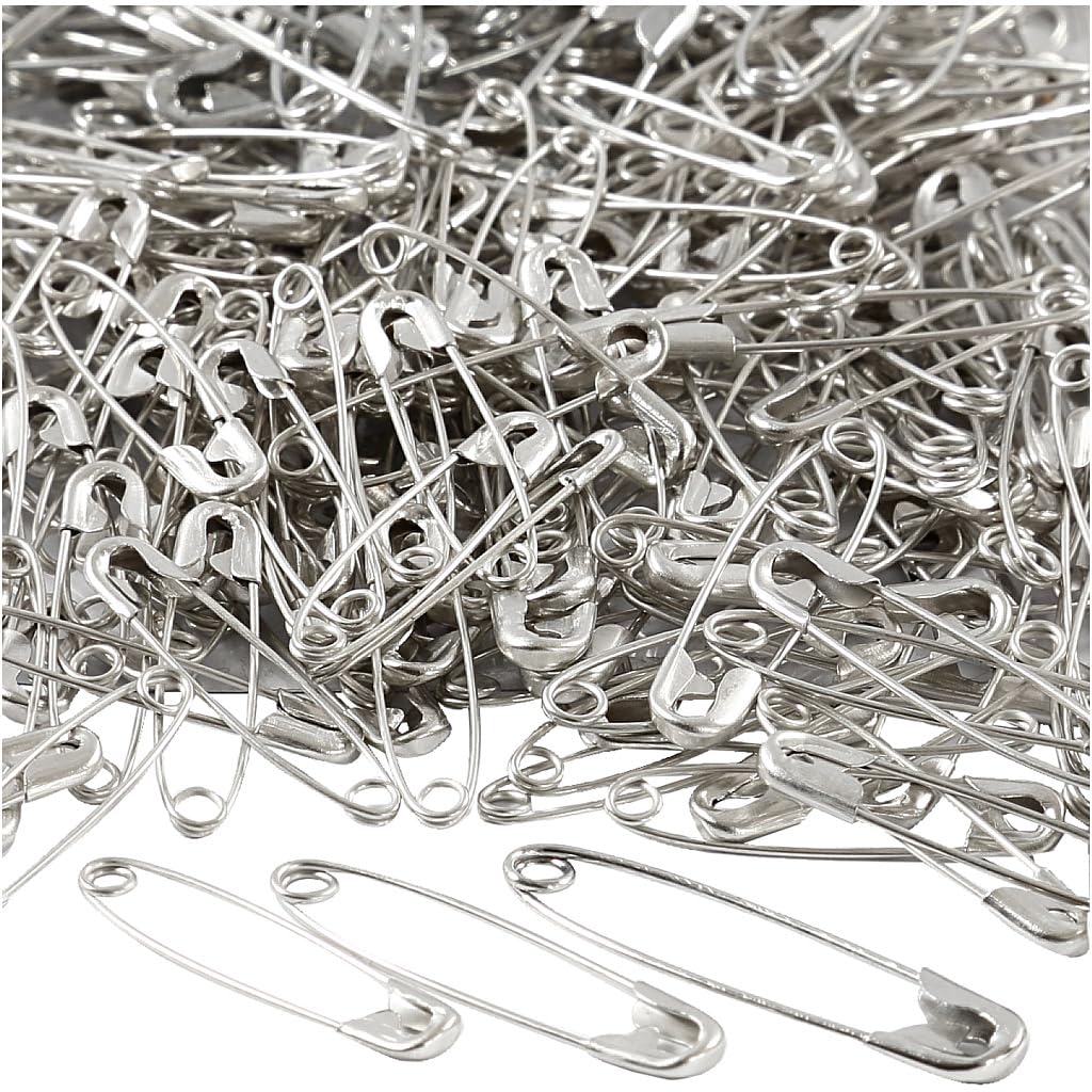 Pines de seguridad, L: 28 + 31 + 36 mm, plata, 600 asstd