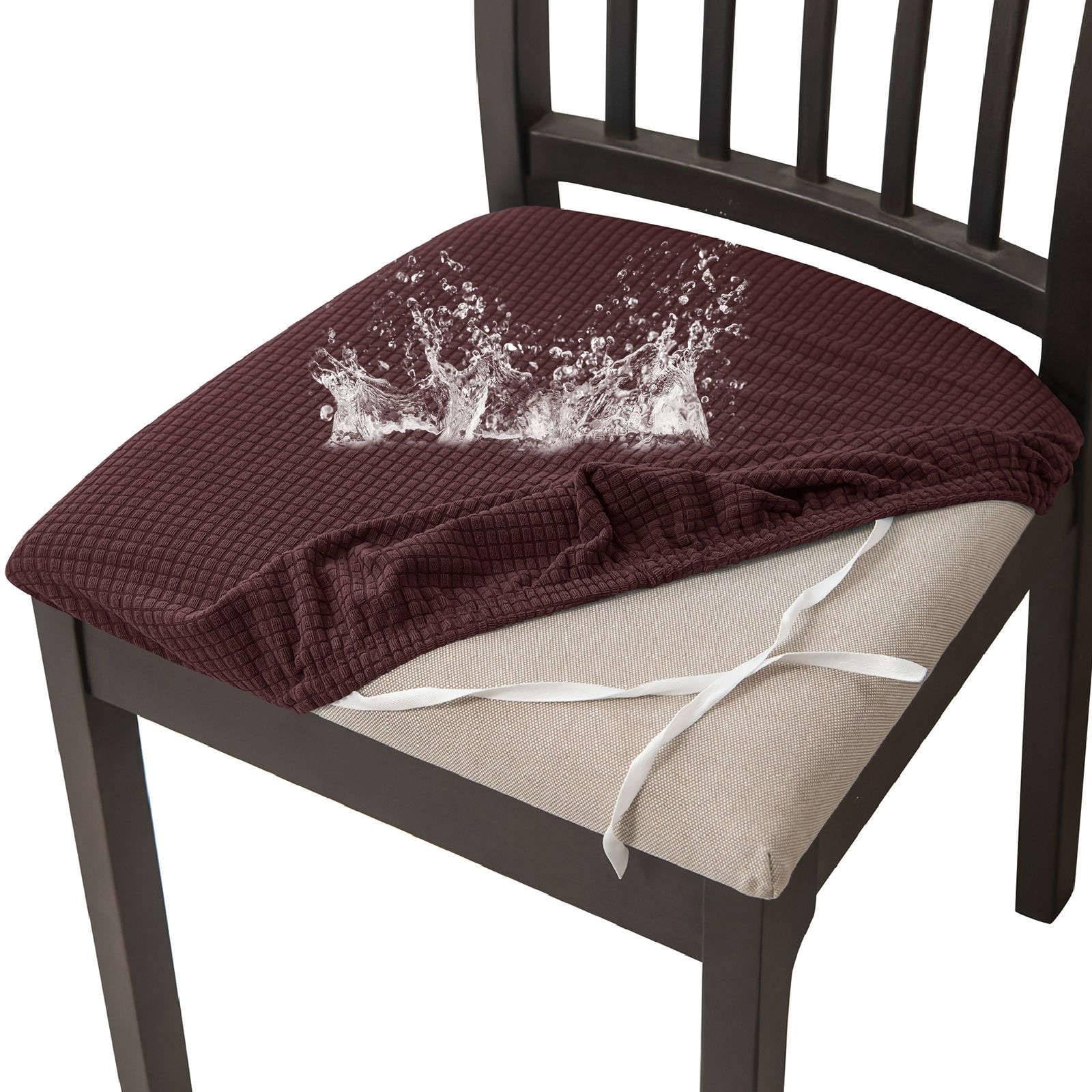 Housse de coussin de chaise imperméable élastique beige lot de 2 assises
