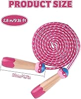 Vista 2 de Cuerda de Saltar para Niños, Lorvain Cuerda de Saltar Ajustable, Cuerdas de Saltar para Niños con Mango de Madera para Niñas y Niños, Cuerdas
