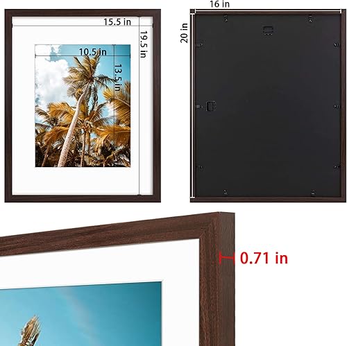 Vista 295 de Frametory, Portarretratos negro de 16 x 20 pulgadas, para fotos de 11 x 14 pulgadas con paspartú, molduras anchas (16 x 20 pulgadas, negro)