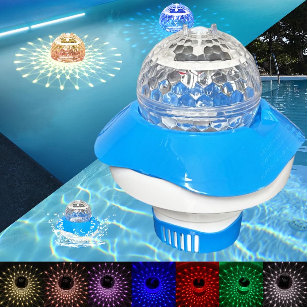 SKJJL Flotador dosificador piscina 200 g, flotador de cloro para piscina, flotante de cloro con luces solares para piscina, piscina química, piscina de cloro, dosificador de cloro para piscina,