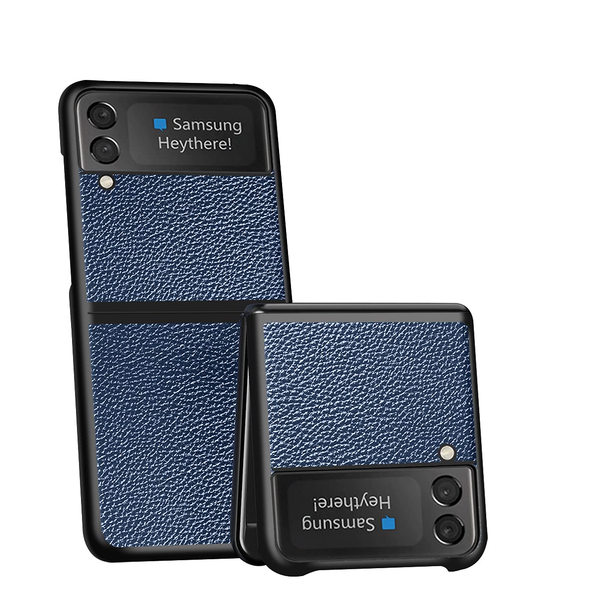 SWMGO® Textured Leather Case Foldable,Anti Vibration & Anti Fall,Comfortable Grip Full Protection Shell Compatible for Samsung Galaxy Z Flip3 5G (5)